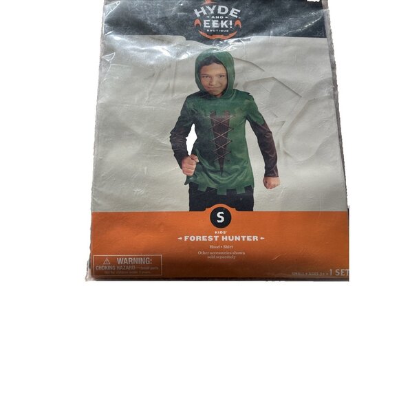 Target Hyde and Eek Forest Hunter Costume Boys Size S Green Hooded Outfit - Picture 2 of 5